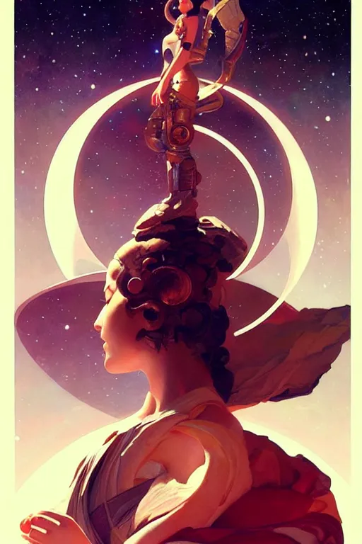 Image similar to space, buddhism, expressionnisme, painting by greg rutkowski, j. c. leyendecker, artgerm