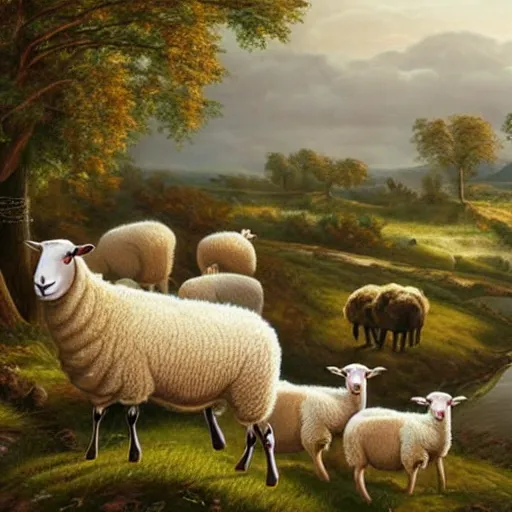 Prompt: 3 sheep, beautiful nature scene, intricate, hyper detailed