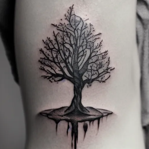 Prompt: tattoo sketch of Tree, high detail