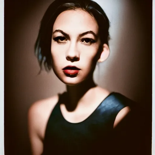 Image similar to medium format color portrait, film noir lighting