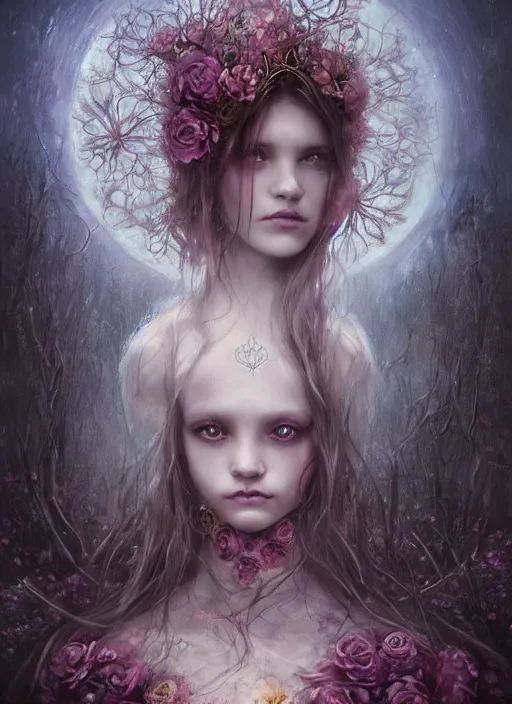 Image similar to a gorgeous flower princess portrait by Seb McKinnon and WLOP, artgerm , ultra realistic, mystical, ominous, cgsociety