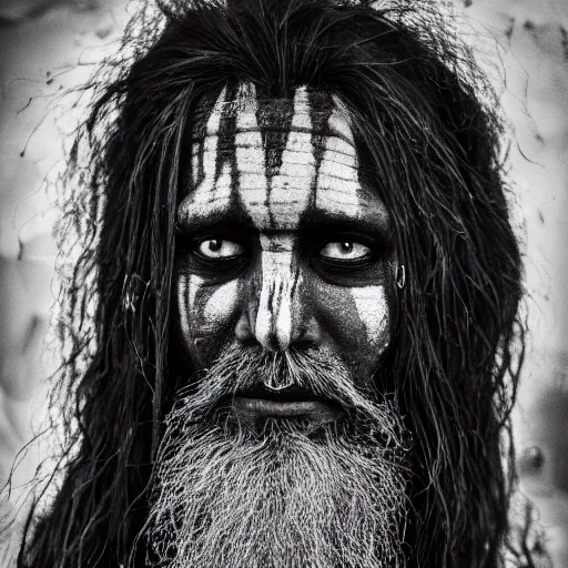 Image similar to 3 5 mm film portrait of strange aghori sadhu covered in ash creature, hyperrealism, photorealistic, detailed, atmospheric, 8 k, award winning photography, cinematic