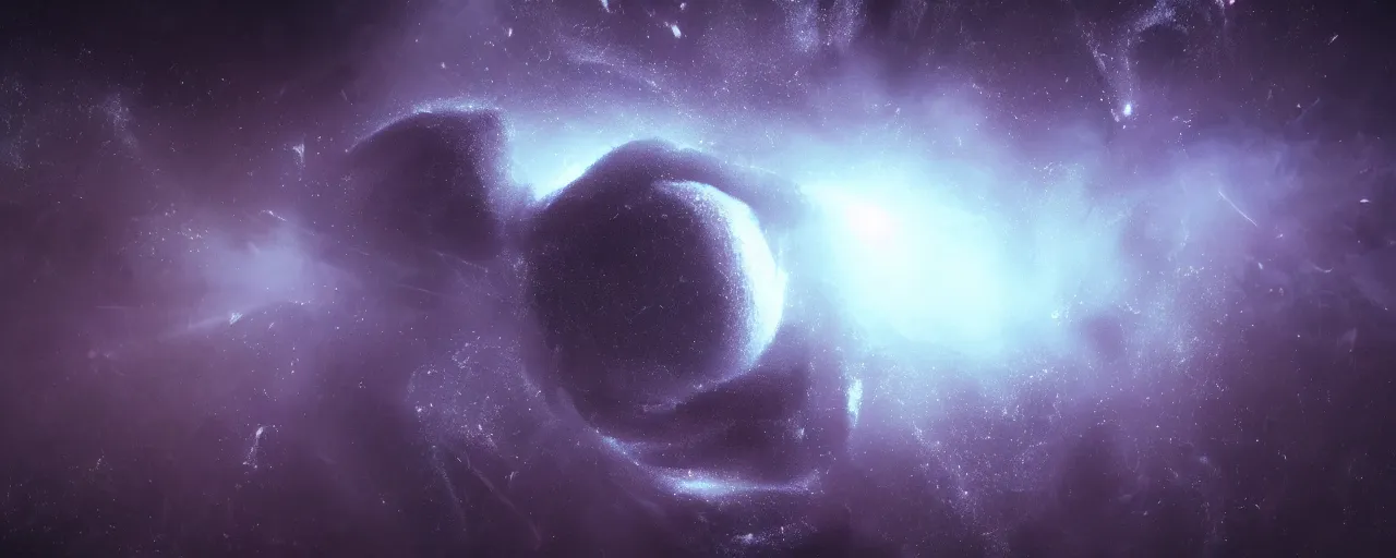 Image similar to a dark epic swirling galaxy, space scene, dark scifi, unreal engine, octane render, volumetric lighting