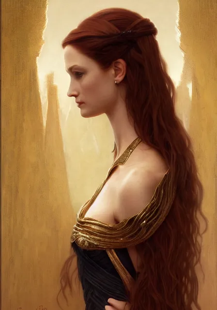 Prompt: sansa angeline jolie gessica chastain egypt mummy, intricate, elegant, highly detailed, digital painting, artstation, concept art, smooth, sharp focus, illustration, art by artgerm and greg rutkowski and alphonse mucha and william - adolphe bouguereau