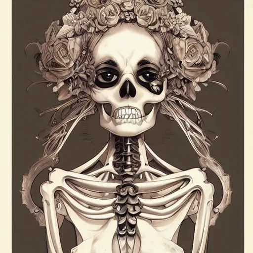 Image similar to anime manga skull portrait young woman skeleton, intricate, elegant, highly detailed, digital art, ffffound, art by JC Leyendecker and sachin teng