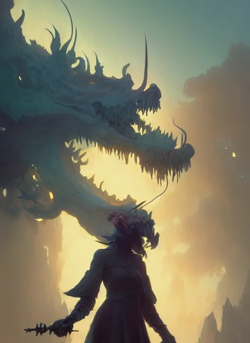 Image similar to highly detailed reaper consumed by smoke, tooth wu, unreal engine, fantasy art by greg rutkowski, loish, rhads and lois van baarle, ilya kuvshinov, rossdraws, tom bagshaw, alphonse mucha, global illumination, detailed and intricate environment