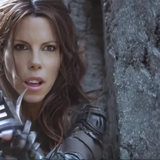 Prompt: kate beckinsale as rogue trying to steal the diamond from top of pillar in dangeon&dragons movie screenshot, 4k, high detail