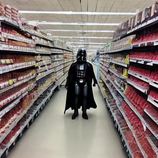 Prompt: darth vader shopping at asda