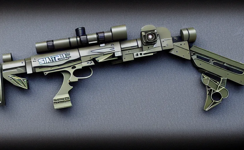 Image similar to extremely detailed ultra realistic side view photo vintage sci fi laser sniper rifle, detailed trigger, chemically propelled, electric, steel, wood accents, smooth streamline, elegant sleek smooth body, wires, railgun, chemrail, gauss, smooth utopian design, ultra high quality, octane, cod, destiny, warframe, terminator