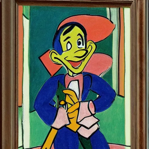 Prompt: pinocchio at the supreme court by matisse