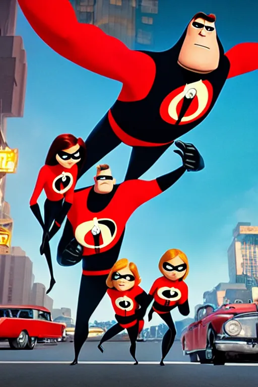 Image similar to film still of mr incredible directing traffic in the the incredibles movie, oil on canvas, intricate, 8 k highly professionally detailed, hdr, cgsociety