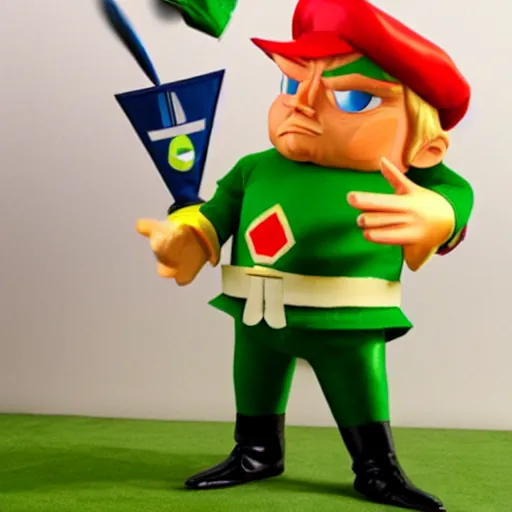 Image similar to Donald Trump as Tingle from The Legend of Zelda The Wind Waker