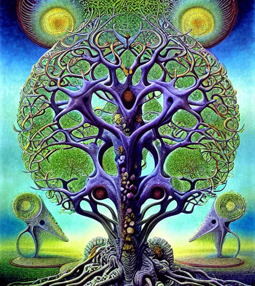 Image similar to tree of life by roger dean and andrew ferez, art forms of nature by ernst haeckel, divine chaos engine, symbolist, visionary, art nouveau, botanical fractal structures, organic, detailed, realistic, surreality