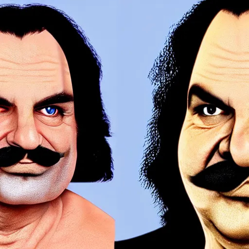 Image similar to Hansi Hinterseer and Ron Jeremy face morph, close up, ultra detailed, 4K