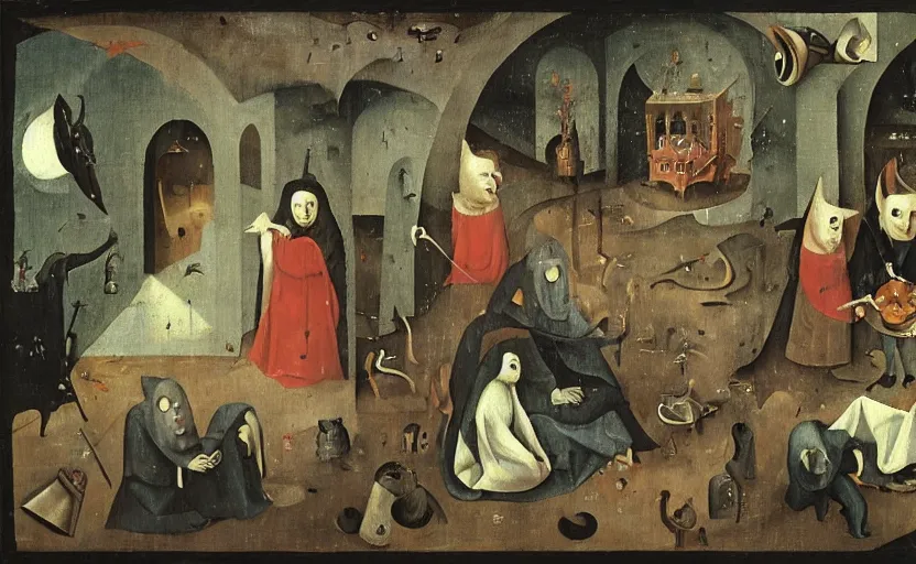 Prompt: among us video game in the style of hieronymous bosch, imposters, sus, amogus