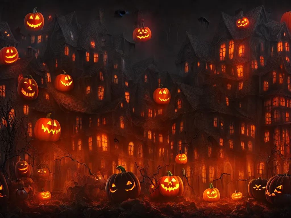 Image similar to spooky Halloween party, Fantasy Hyper detailed digital matte painting, concept art, hyperrealism, Cinema 4D, 8k resolution, 64 megapixels, coherent, bokeh, CGSociety, ZBrush Central, behance HD, hypermaximalist, a masterpiece, 4K.