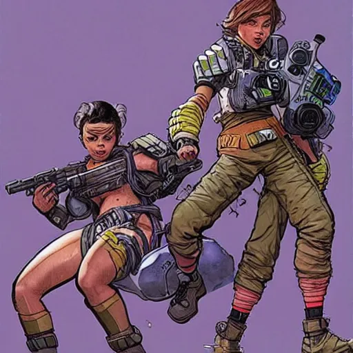 Image similar to apex legends armbar. concept art by james gurney and mœbius.