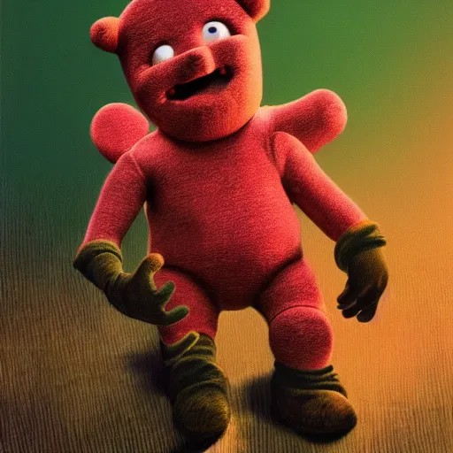 Image similar to the fifth teletubby which was cancelled for being too terrifying and violent, concept art, realistic horror 4 k.