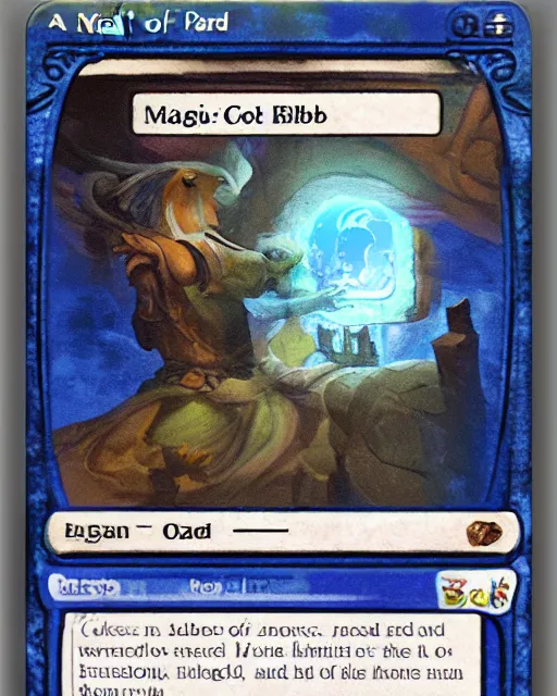 Image similar to a magic card of a pebble