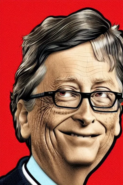 Image similar to bill gates as a garbage pail kid dollar bill