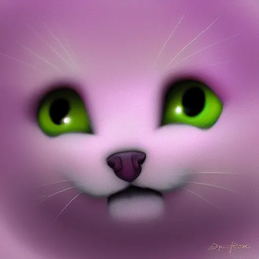 Image similar to pink and lilac ball of fluffy fur with cute small eyes, digital art, detailed fur, adorable,