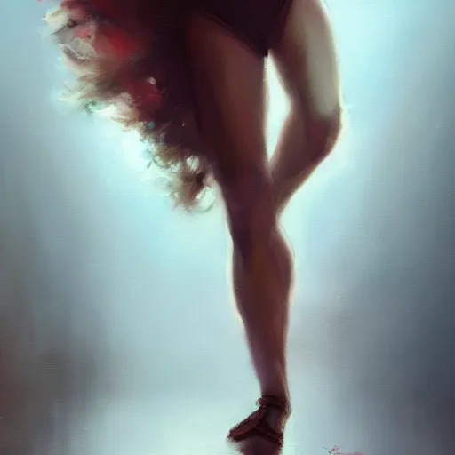 Image similar to oil painting dancer woman, with dancer men herb rose, by greg rutkowski, artstation