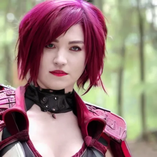 Image similar to a still of vi from arcane, live action