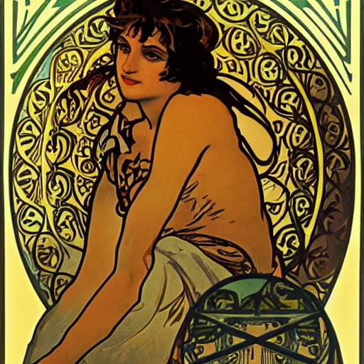 Prompt: tiger by alphonse mucha