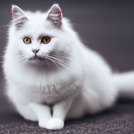 Image similar to Fluffy white and gray cat, very cute, 4K