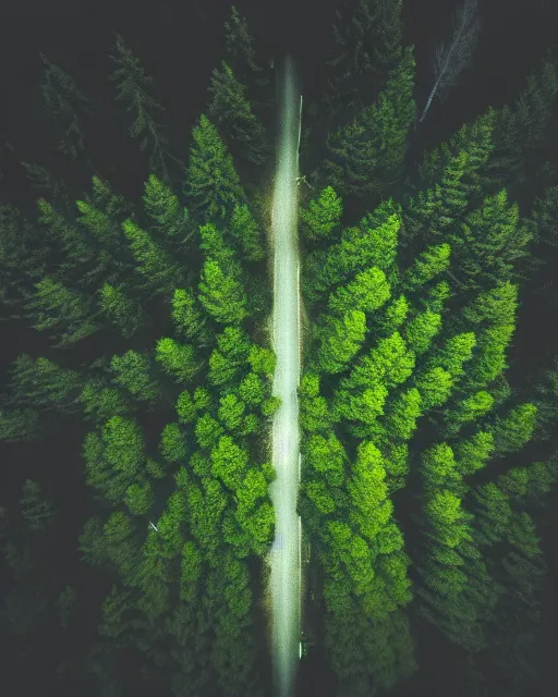 Image similar to werewolf in forest at night, shot from drone, grainy, polaroid, zoomed in