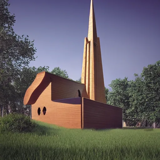 Prompt: beautiful render photorealistic le corbusier architecture in style of russian wooden church