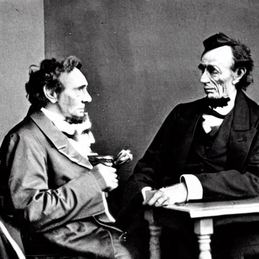 Prompt: David Frost interviewing Abraham Lincoln