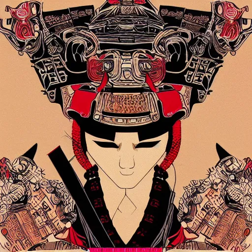 Prompt: samurai album art, poster, cover art