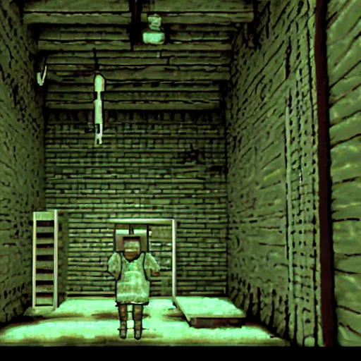 Prompt: noroi : the curse as a ps 1 survival horror game developed by team silent