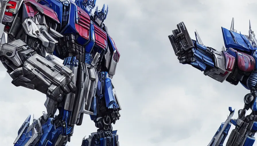 Image similar to optimus prime, white backgrounds, hyperdetailed, artstation, cgsociety, 8 k