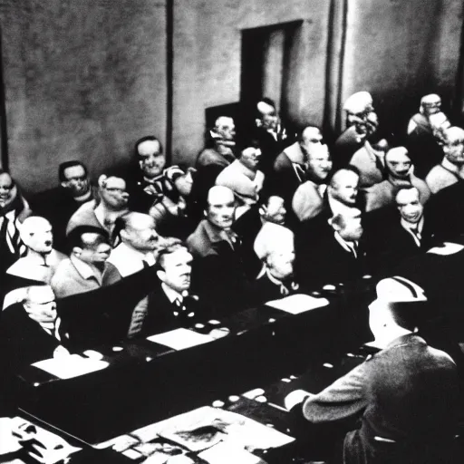 Prompt: adolf hitler in nuremberg trials, canon 3 5 mm photography