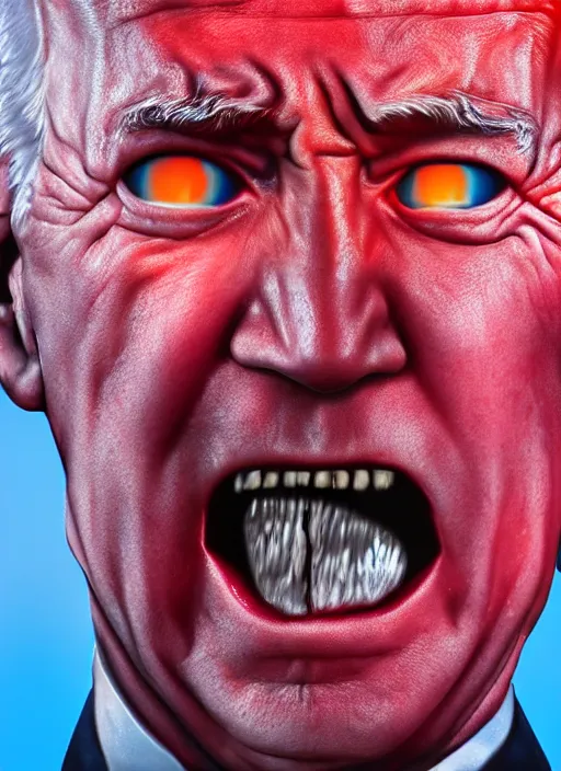 Prompt: hyper realistic ultra realistic hyper dimensional photo furious glowing red eyes biden, high quality photo, detailed , 8k