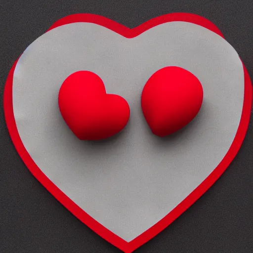 Image similar to 3d render of a badly formed red putty heart shape in the middle of a gray sheet of paper