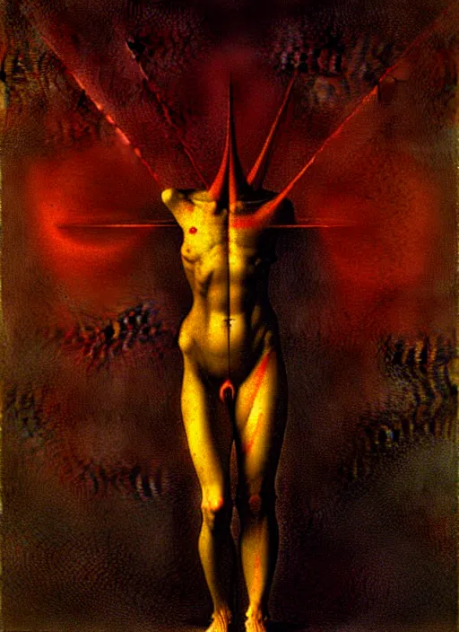 Prompt: machine to become god detailed painting by caravaggio and johann baptist zimmermann and zdzisław beksinski