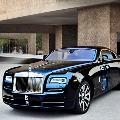 Prompt: Rolls Royce Wraith parked next to Model T ford, black and white