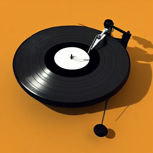 Prompt: a funny turntable with a needle on top of kiwi slice, a low poly render by blender guru, featured on polycount, computer art, sketchfab, rendered in maya, voxel art