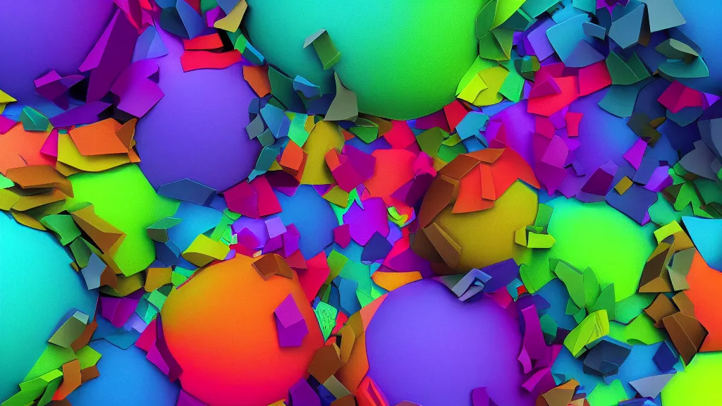 Image similar to close up bunch of different abstract objects, a raytraced colorful image by benoit b. mandelbrot, behance, generative art, fractalism, biomorphic, rtx, vray, octane render, volumetric lighting, depth of field, 3 d