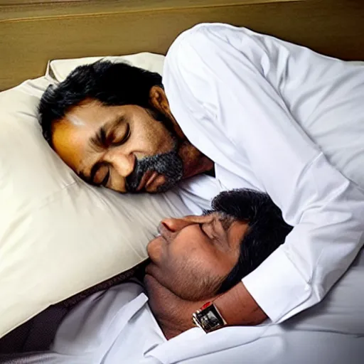 Prompt: vinod dreaming about big salary hike while sleeping at work