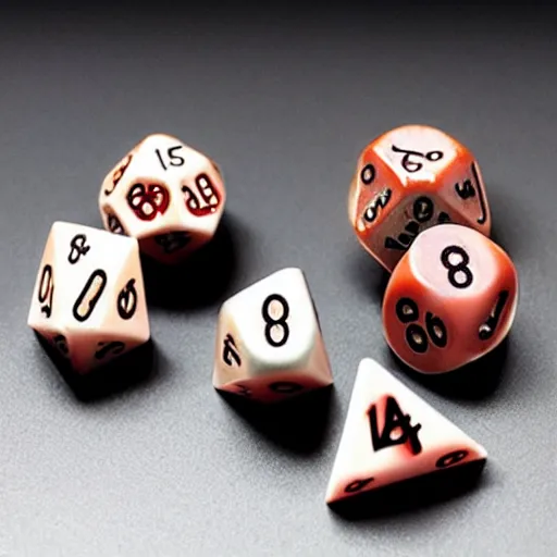 Image similar to a set of dungeons and dragons dice made of bone