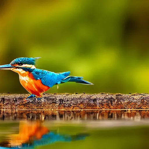 Prompt: Colorful kingfisher in a beautiful landscape.