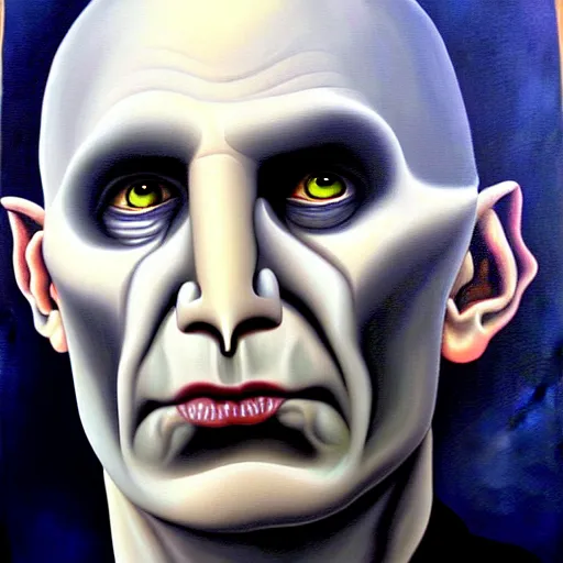 Image similar to voldemort flat nose artgem highly detailed oil on canvas