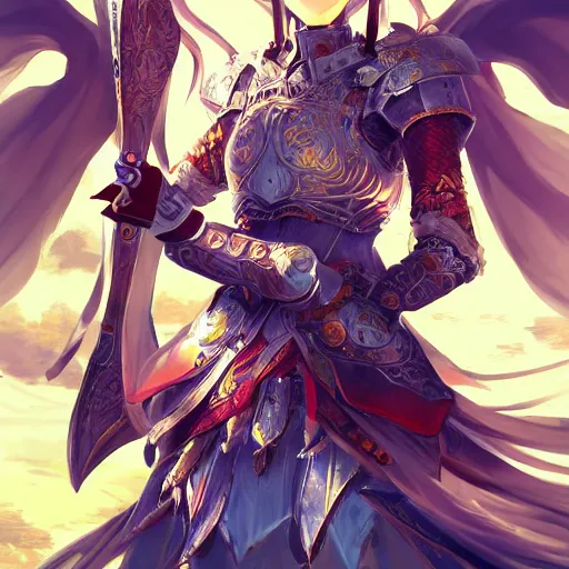 Image similar to art of a knight by Li Fangying,Ni Yuanlu and Toyohara Kunichika,pixiv contest winner,2d game art,beautiful,high quality