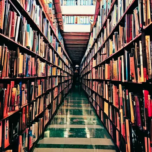 Image similar to “lost in a labyrinth that is Powell’s City of Books”