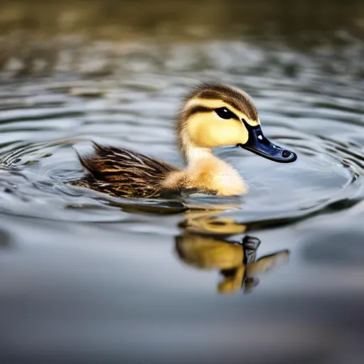 Image similar to cute duckling swimming in a small bowl of water, photography, minimalistic, 8 k