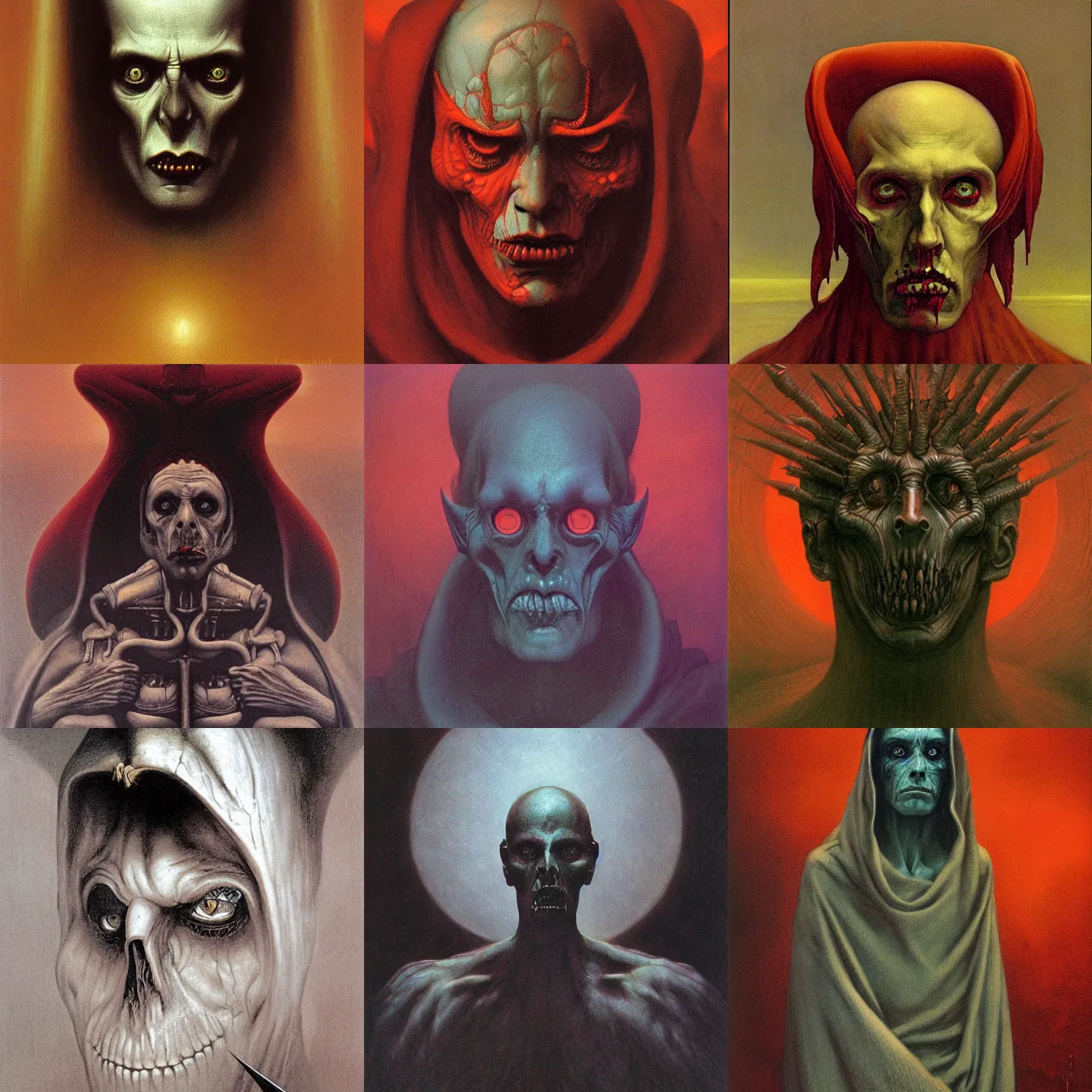 Prompt: inquisitor of Mephistopheles portrait by gerald brom and Zdzisław Beksiński, darkwave